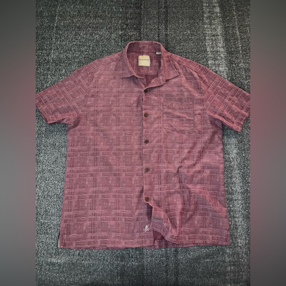 Tommy Bahama Mens Red Textured Short Sleeve Casual Button Down Shirt XL - Picture 5 of 5